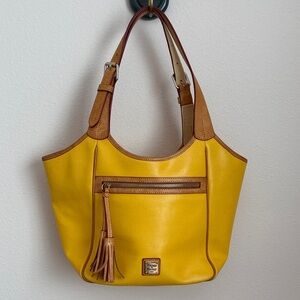 Dooney & Bourke Pebble Leather Maddie Shoulder Bag with Tassel in yellow